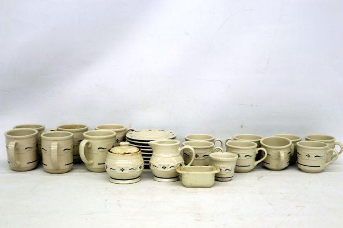 LARGE LOT OF WOVEN BLUE LONGABERGER POTTERY