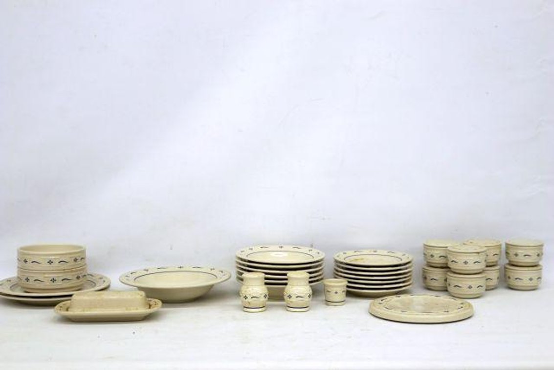 LARGE LOT OF WOVEN BLUE LONGABERGER POTTERY