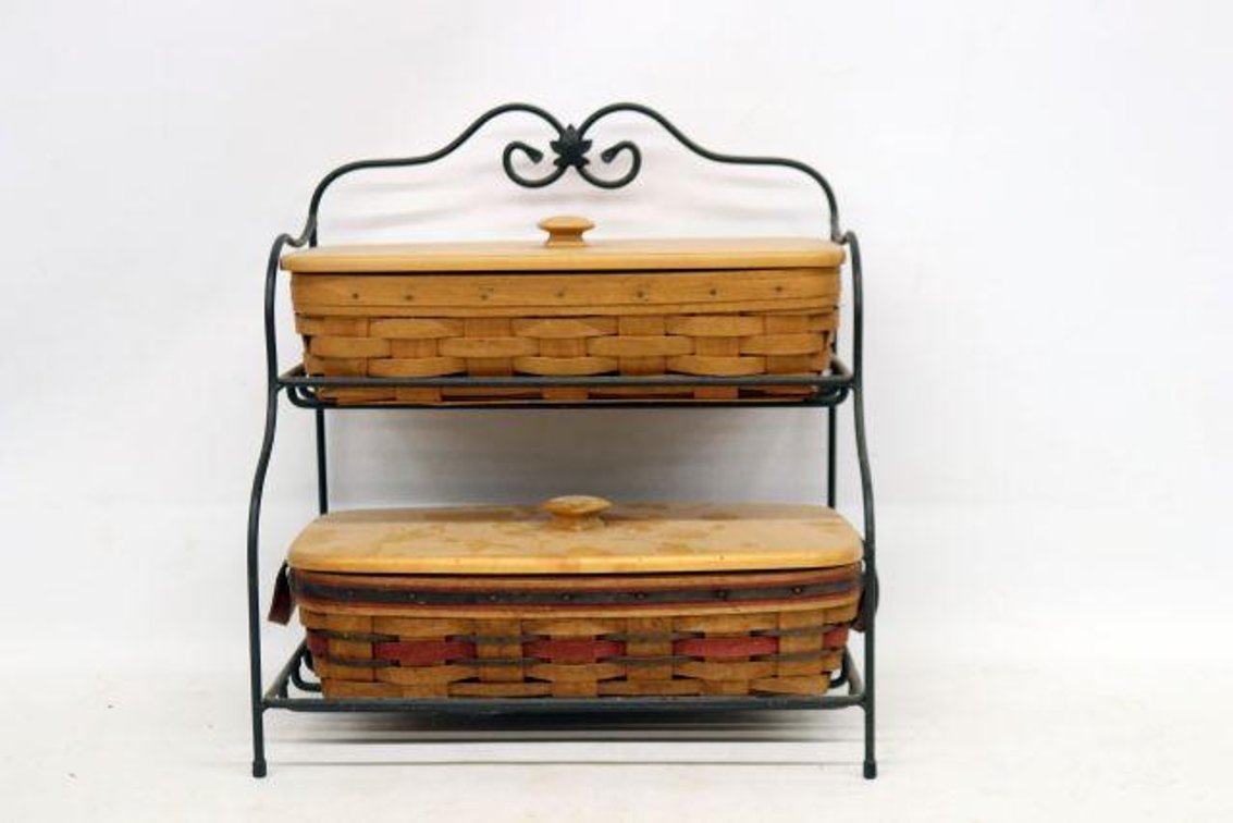 LONGABERGER HOSTESS FILE BASKET WROUGHT IRON STAND W/ BASKETS