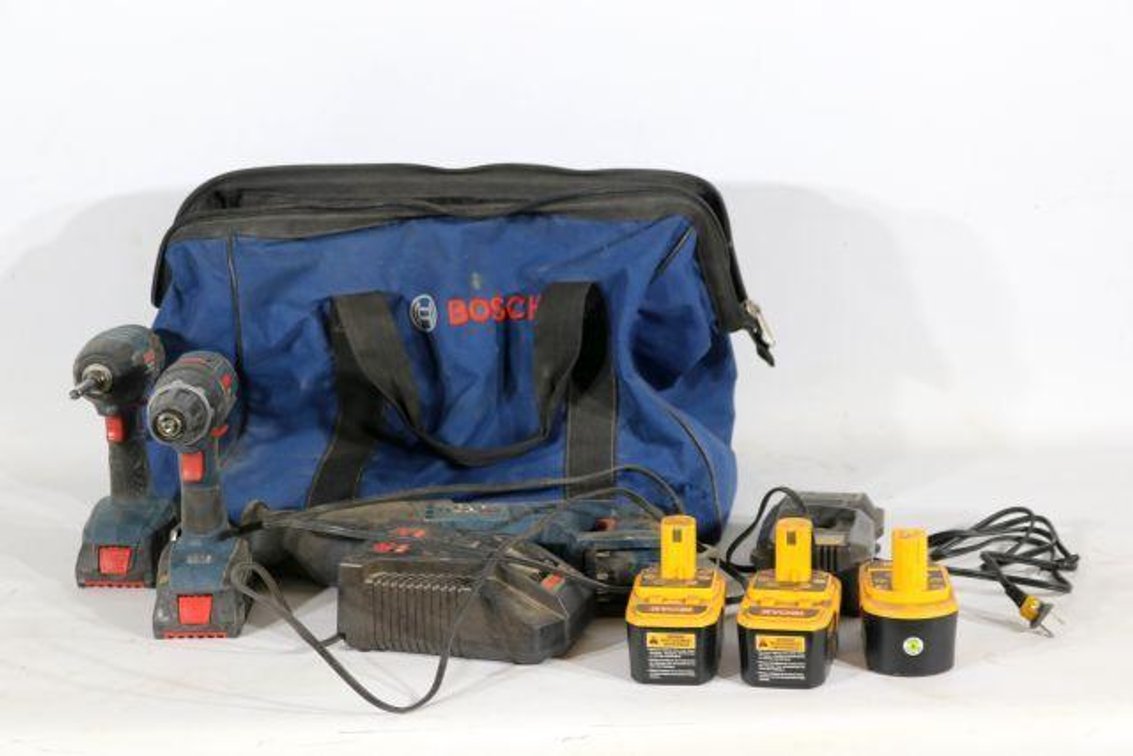 BOSCH POWER TOOLS W/ RYOBI BATTERIES 