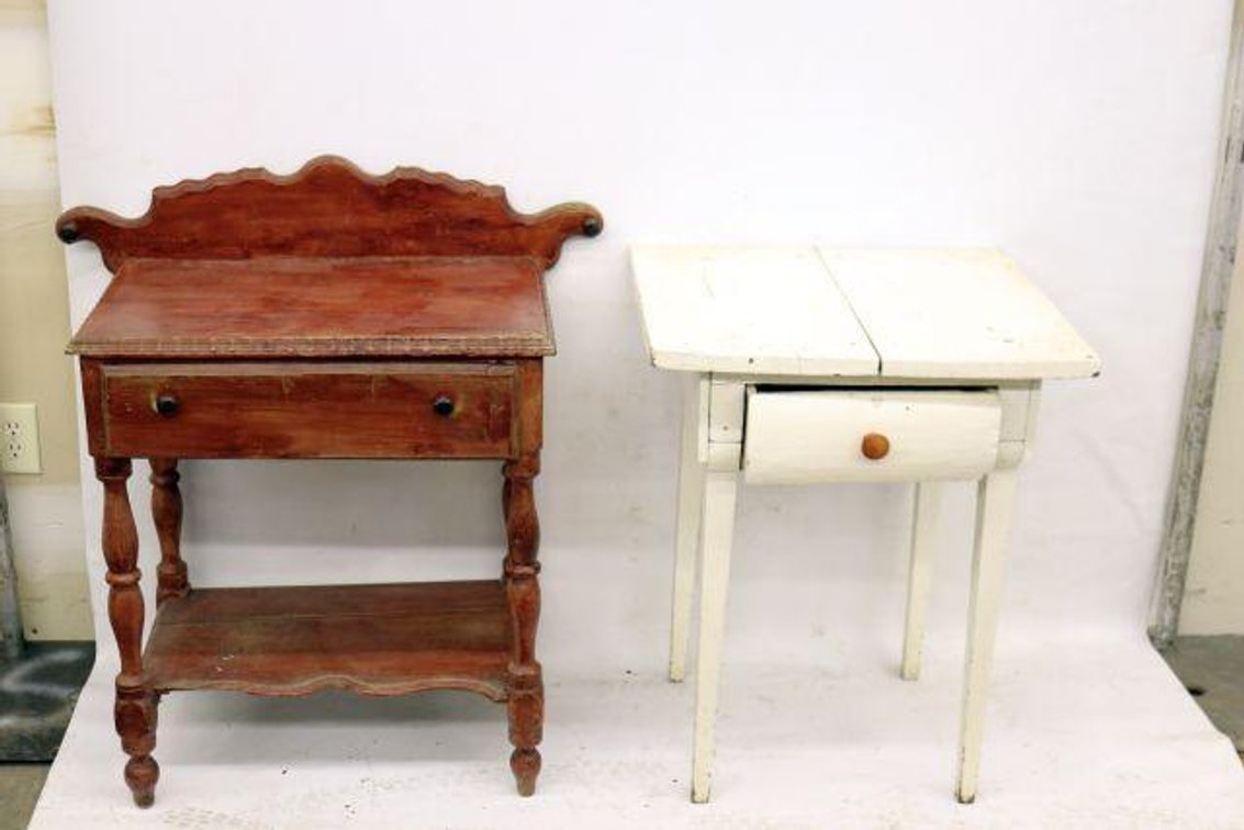 TWO LITTLE TABLES W/ DRAWERS 