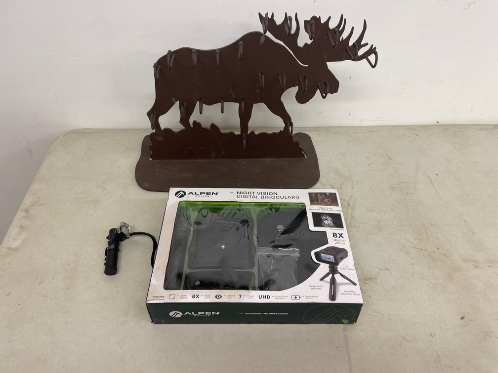 NIGHT VISION BINOS, KEY RACK, ETC