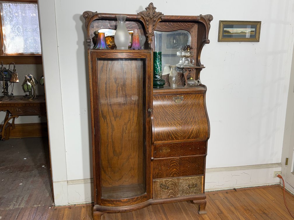 SIDE BY SIDE SECRETARY DESK/BOOKSHELF