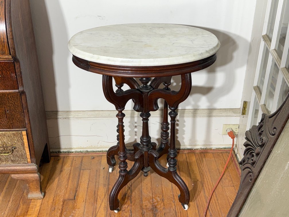 MARBLE TOP PARLOR TABLE