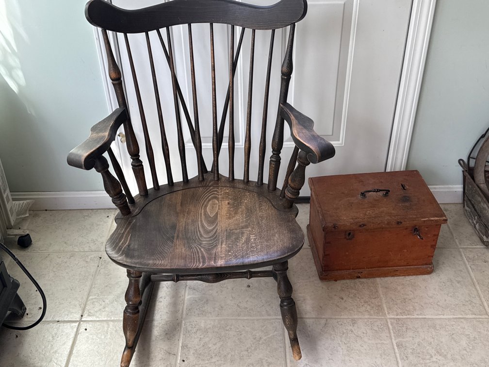 PRIMITIVE LOCK BOX & ROCKING CHAIR