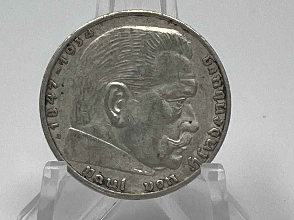 1939 German Paul Von Hindenburg 2 Mark Coin 