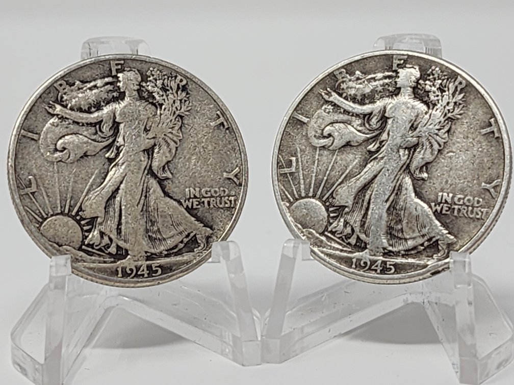 1945 Walking Liberty Silver Half Dollars (2)