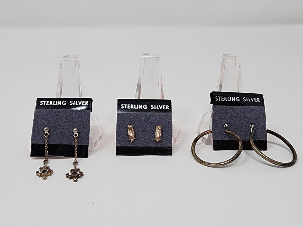 Sterling Silver Earrings (3) Pair 
