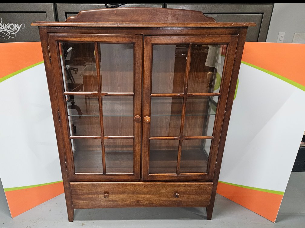 Wooden Display Cabinet - Measures 56" Tall × 44" Wide × 18" Deep