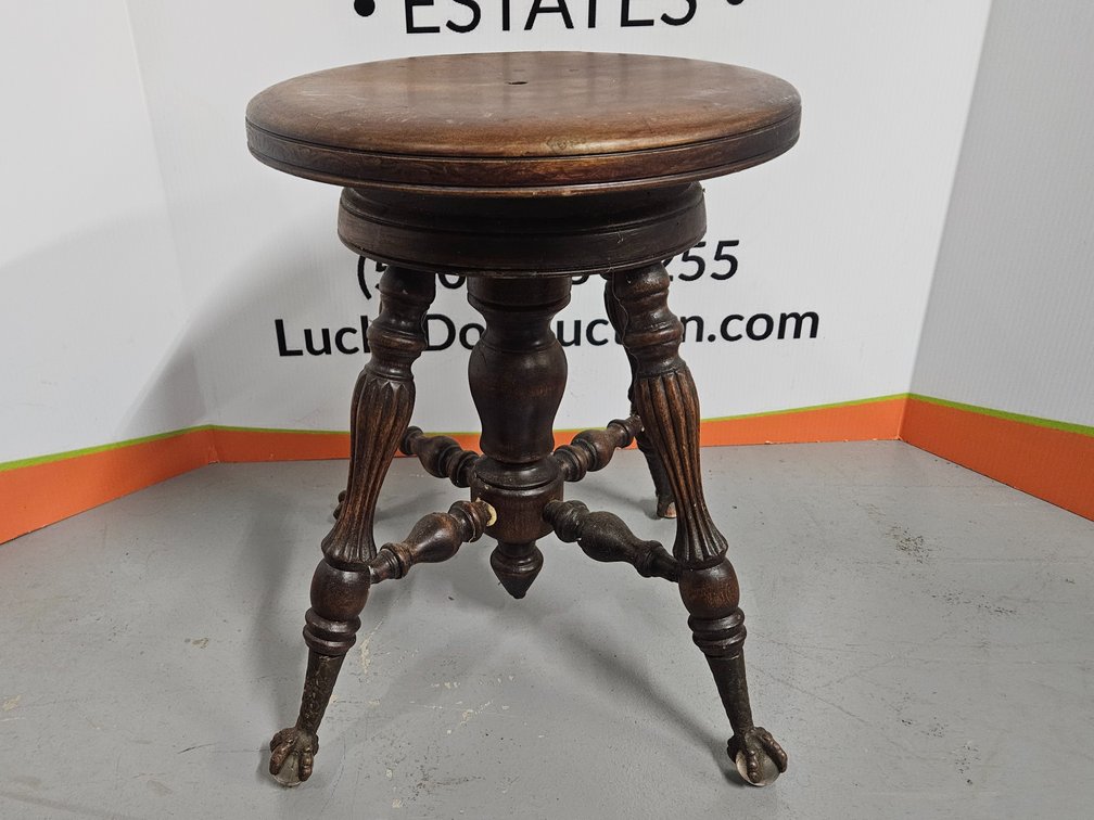 Claw Foot Swivel Stool - Measures 18" Tall × 14" Wide