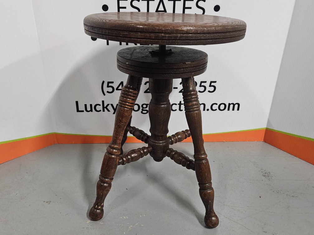 Wooden Swivel Stool - Measures 19.25" Tall × 14.5" Wide