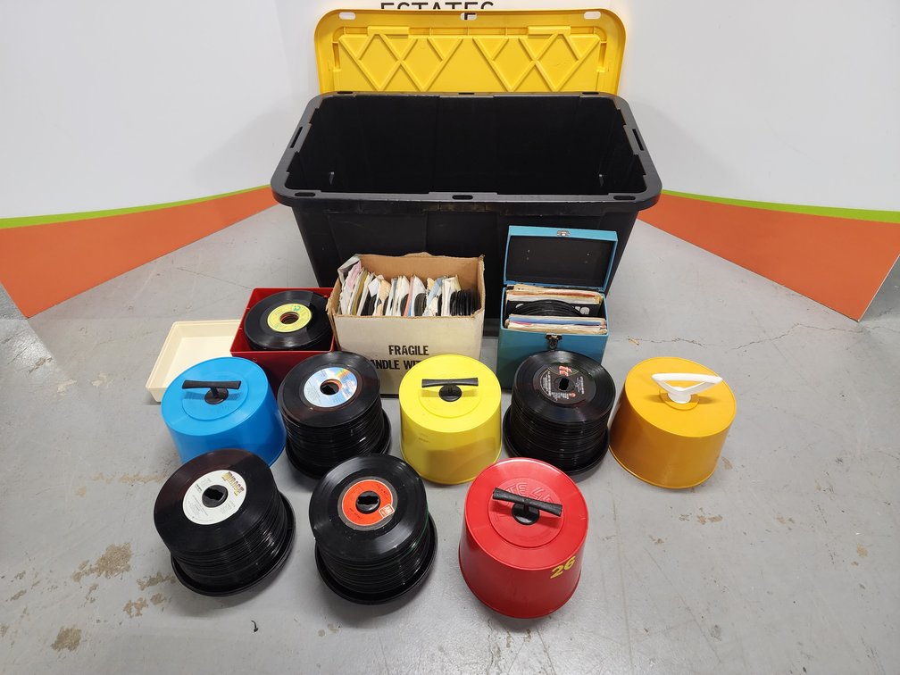Record Albums 45s Some W/ Carrying Cases - (Tote Included) 