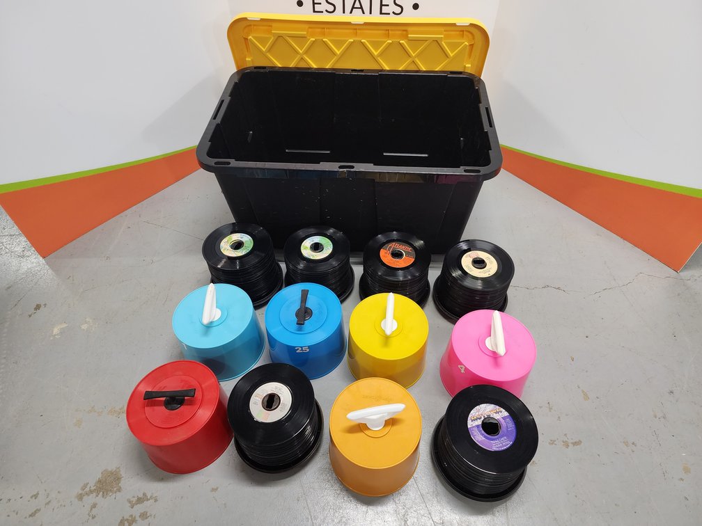 Record Albums 45s W/Cases (6) Included - (Tote Included) 