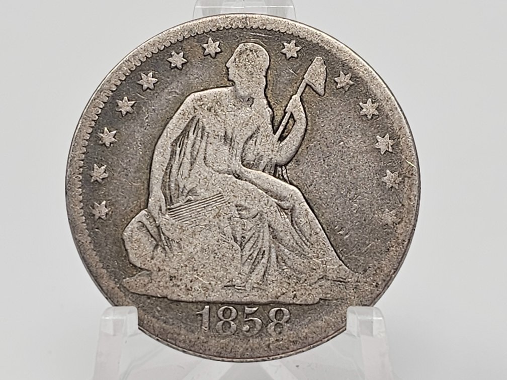 1858 Seated Silver Half Dollar