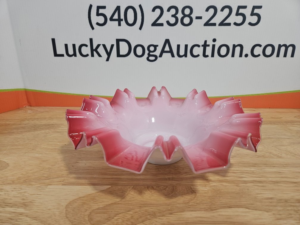 Victorian Pink/White Candy Dish 3.25" Tall × 10.5" Wide