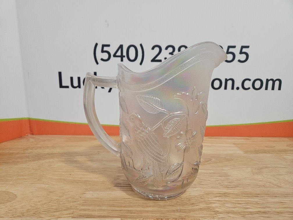 Imperial Glass Co. Clear Carnival Glass Pitcher 8.5" Tall × 5.25" Wide 
