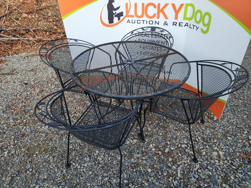 Wrought Iron Patio Table and Chairs (4)