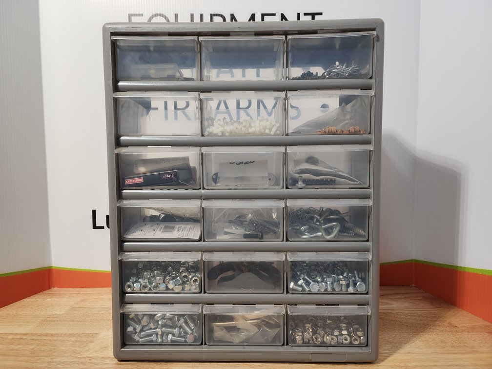 Hardware Organizer Measures 18" Tall x 15" Wide x 7" Tall W/ Assorted Hardware 
