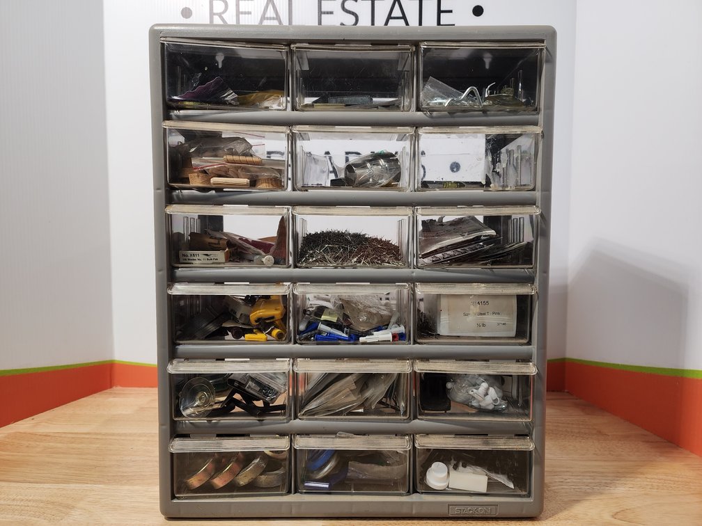 Hardware Organizer Measures 18" Tall x 15" Wide x 7" Tall W/ Assorted Hardware 