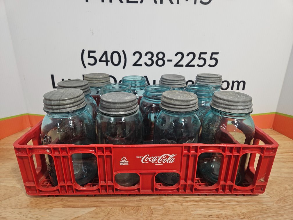 Blue Ball Mason Jars (Some W/Lids) 12 Jars Included 