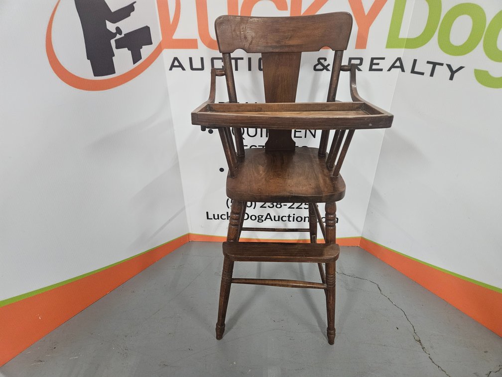 Wooden High Chair - Measures 38.5" Tall × 17.25" Wide × 18" Deep