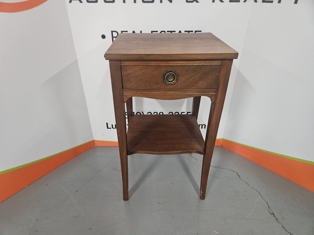 Wooden Lamp Table W/Drawer - Measures 27" Tall × 16" Wide × 14" Deep