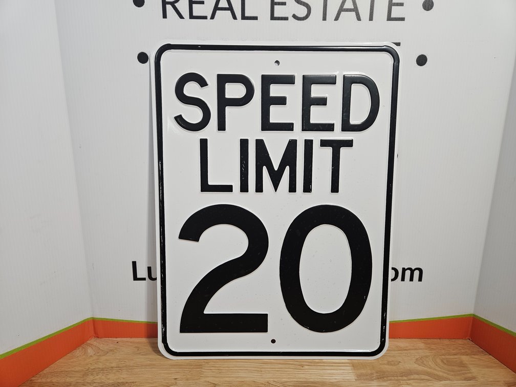 Metal Speed Limit 20mph Sign - Measures 23.75" Tall × 17.75" Wide
