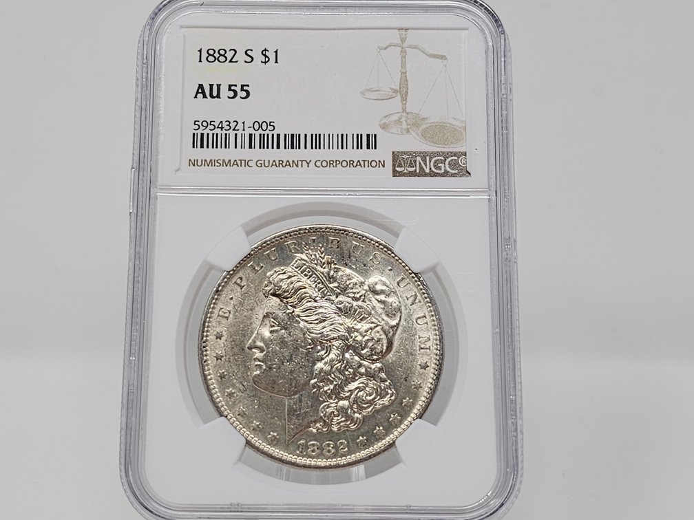 1882-S Morgan Silver Dollar - NGC AU 55