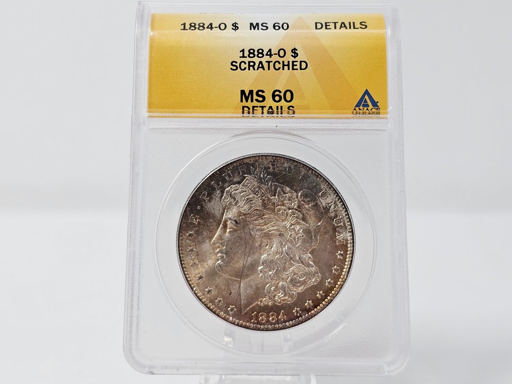1884-0 Morgan Silver Dollar - ANACS MS 60 Details Scratched