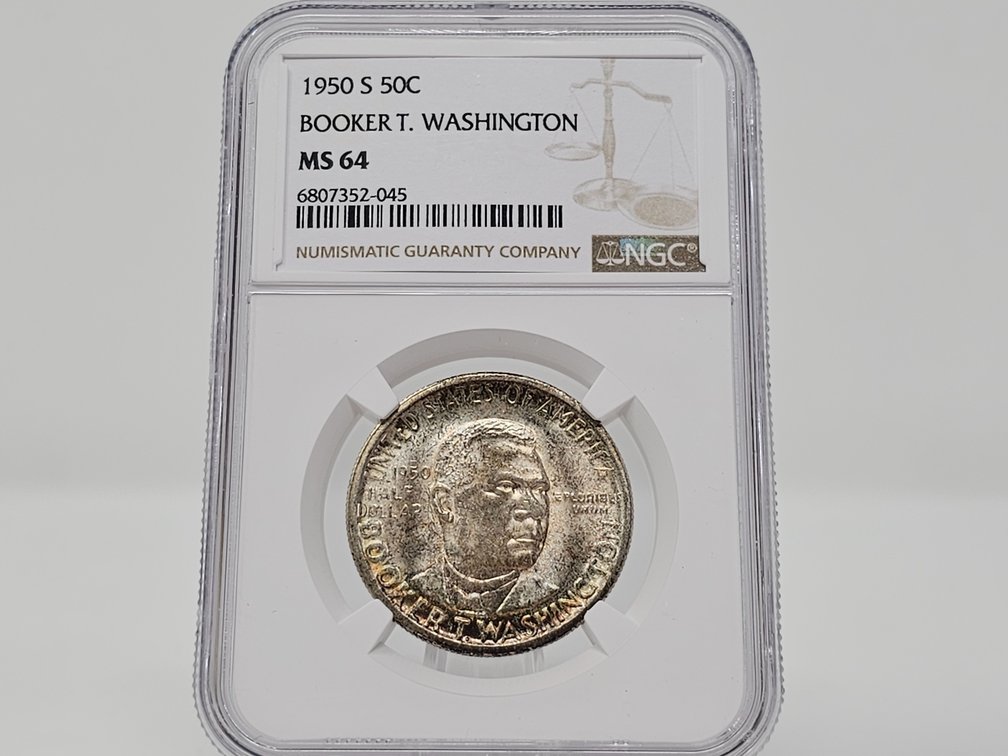 1950-S Booker T Washington Silver Commemorative Half Dollar - NGC MS 64