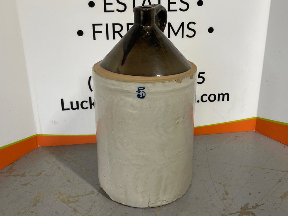 Primitive 5 Gallon Two Tone Stoneware Crock
