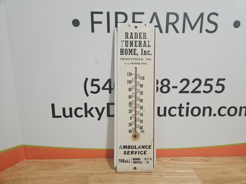 Rader Funeral Home, Inc. Ambulance Service Wooden Thermometer - Measures 4.5" × 16"