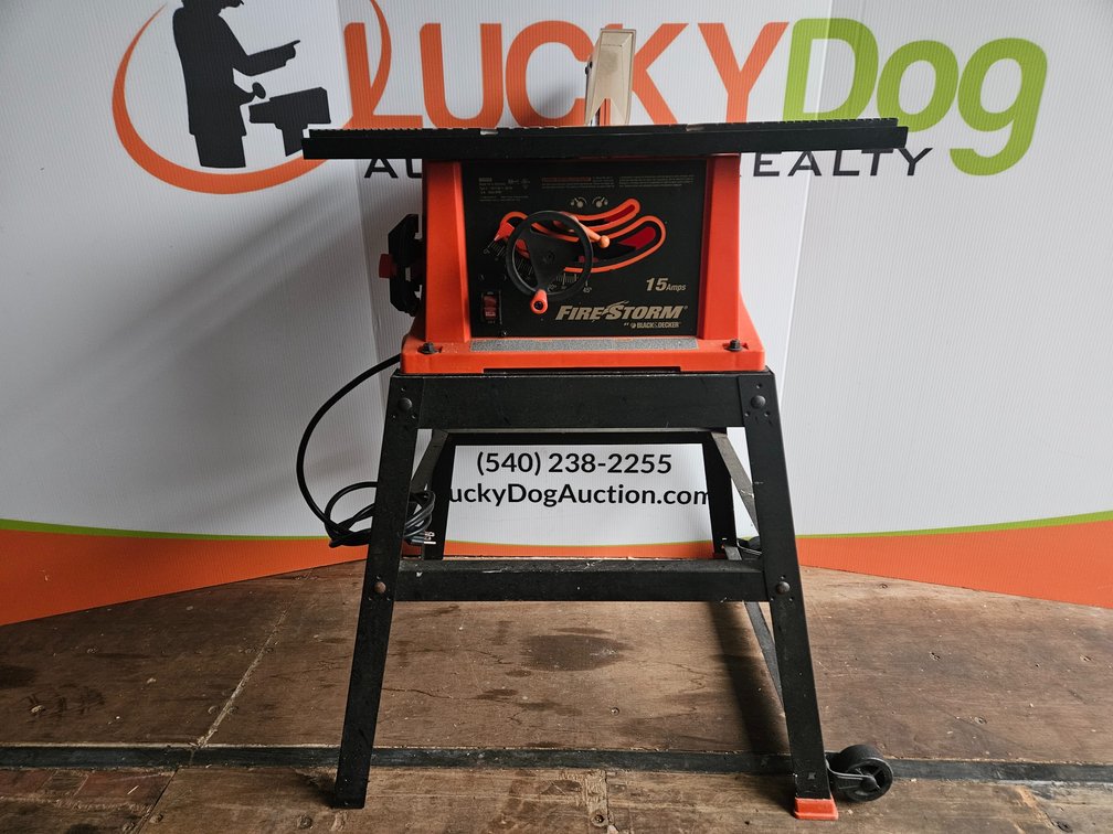 Black and Decker Fire Storm 15 Amp 10" Table Saw W/Stand - Measures 39" Tall × 26" Wide × 17.25" Deep