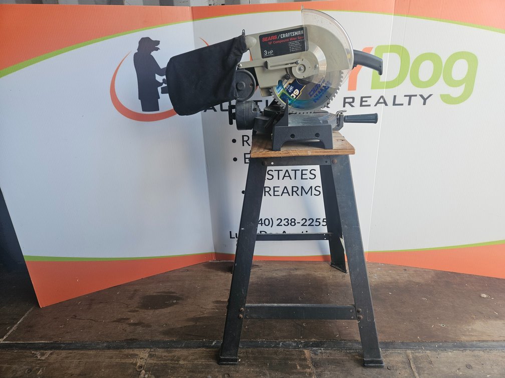 Sears Craftsman 10" 3HP Compound Miter Saw W/Stand - Measures 47" Tall × 18.5" Wide × 12" Deep
