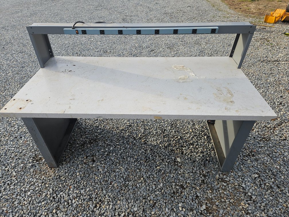 Work Bench Metal/Wood - Measures 48.5" Tall × 72" Wide × 36" Deep