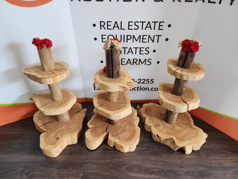 (3) Wooden 3 Teir Tables