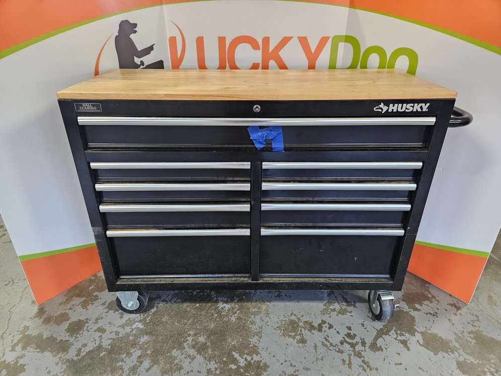 Husky Toolbox/Work Bench W/Key- Measures 37" Tall × 46" Wide × 18" Deep