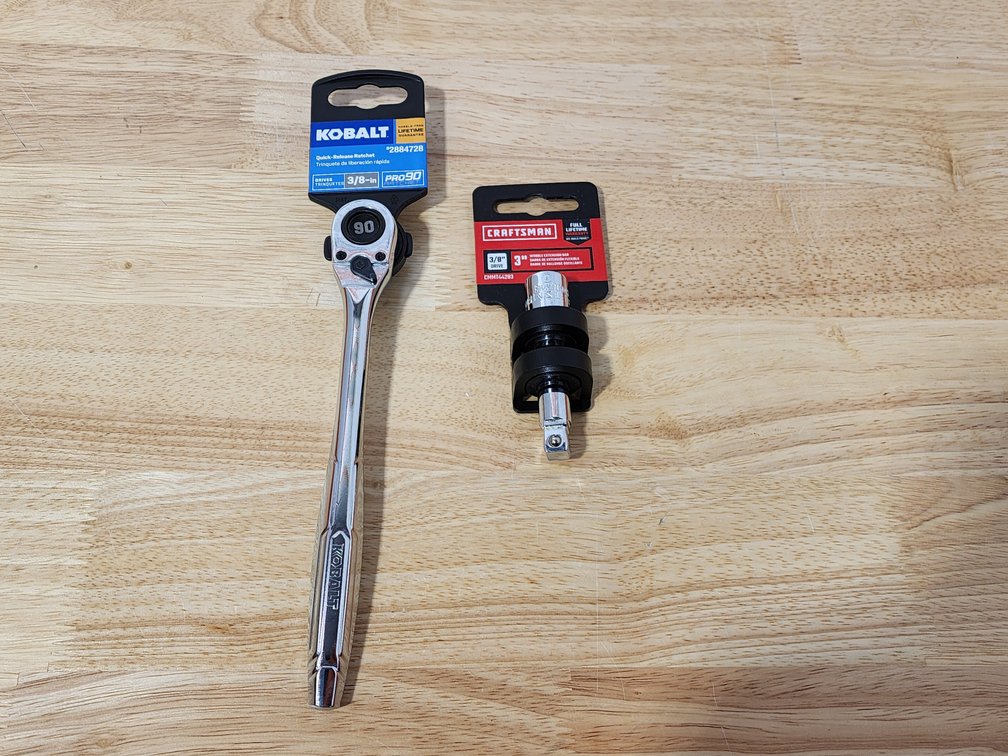 Kobalt Pro 90 3/8" Ratchet - Craftsman 3/8" 3" Wobble Extension Bar