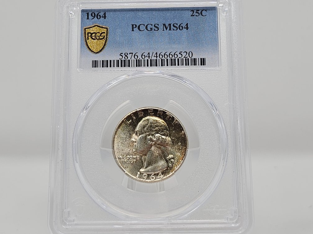 1964 Silver Washington Quarter - PCGS Gold Shield MS 64