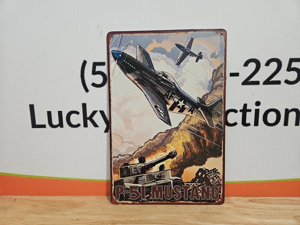 Metal P-51 Mustang Sign 8"×12" (New)