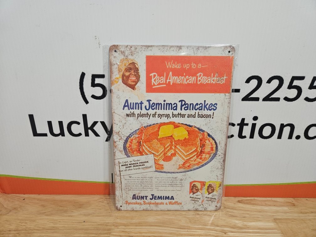 Metal Aunt Jemima Pancakes Sign 8"×12" (New)