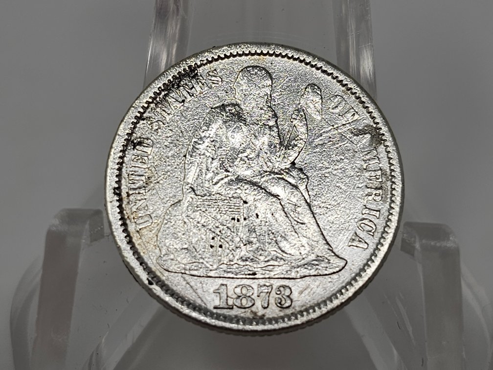 1873 Seated Liberty Dime w/ Closed 3