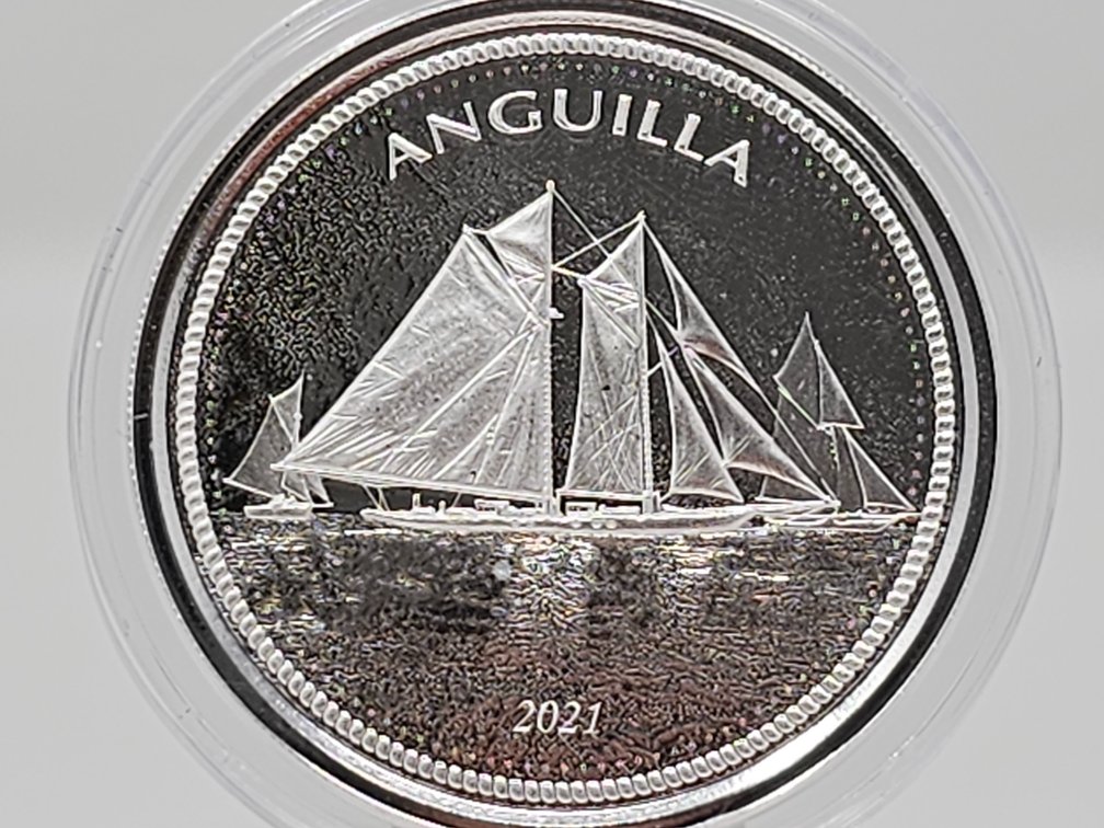 Anguilla 2021 - Queen Elizabeth II - 1 Oz .999 Silver Round w/ Capsule 