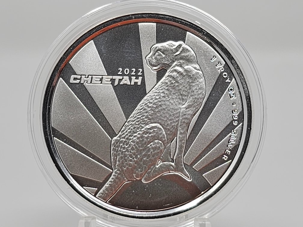 2022 Cheetah - Republique Du Cameroun - 1 Oz .999 Silver Round w/ Capsule 
