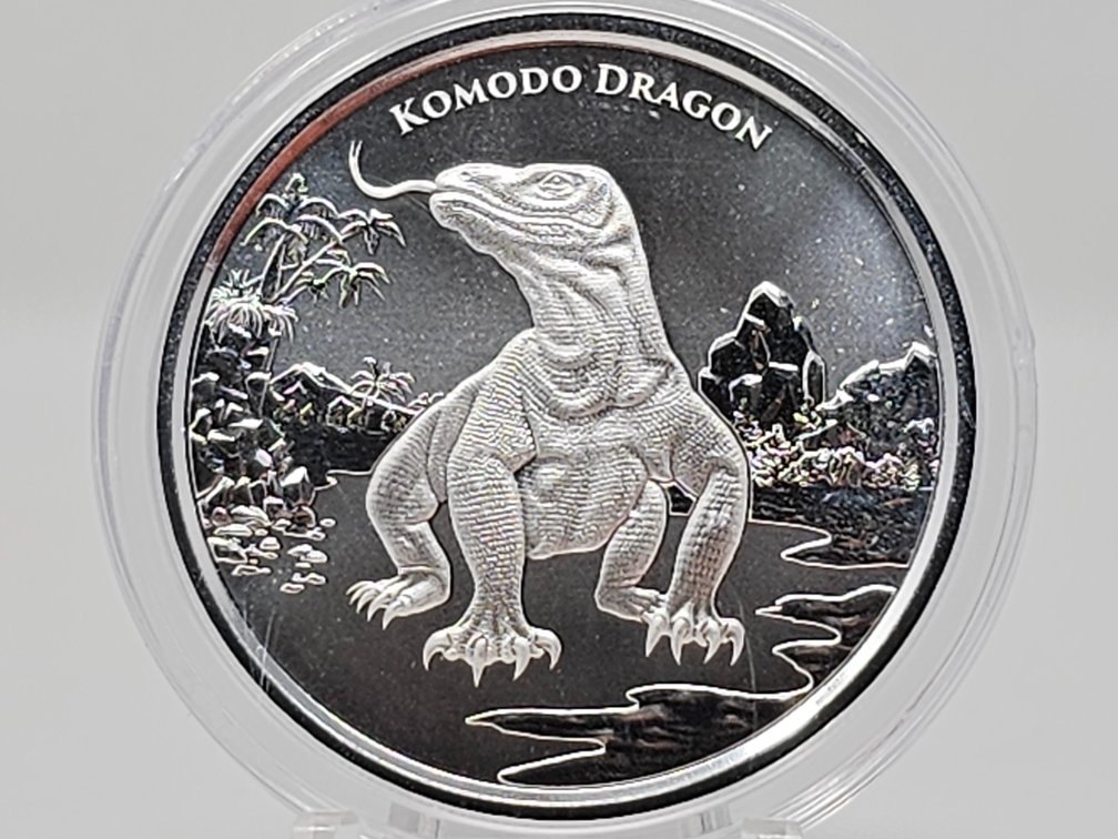 Komodo Dragon - Elizabeth II - Tokelau 2022 - 1 Oz .999 Silver Round w/ Capsule 