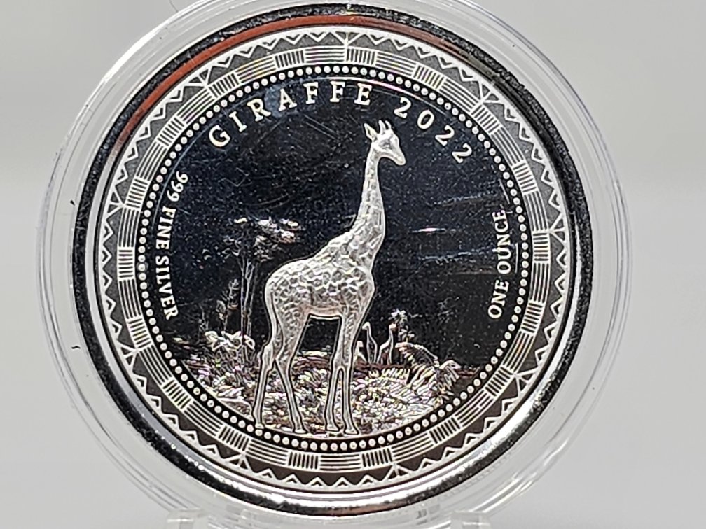 Giraffe 2022 - Republic of Guinea Ecuatorial 1000 Francos CFA 1 Oz .999 Silver Round 