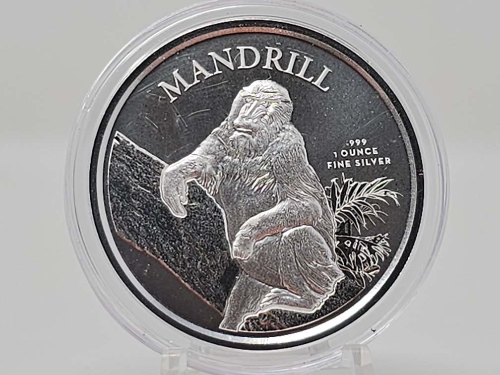 Mandrill 2021 - Republique Du Cameroun 1 Oz .999 Silver Roubd w/ Capsule 