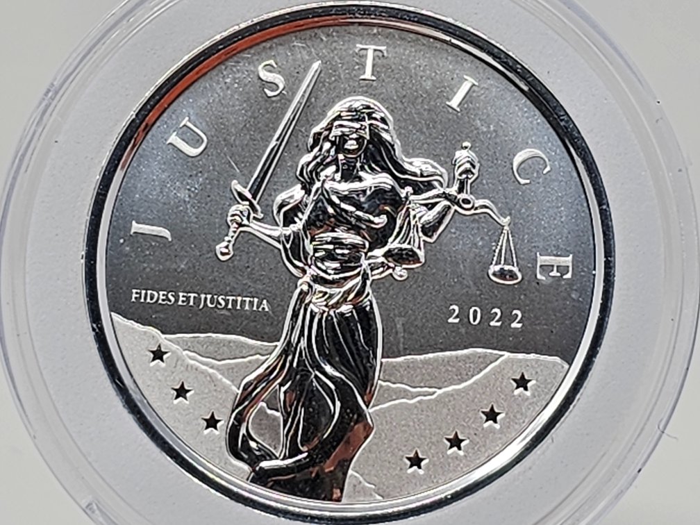 Justice 2022 - Gibraltar 1 Pound - 1 Oz .999 Silver Round w/ Capsule 