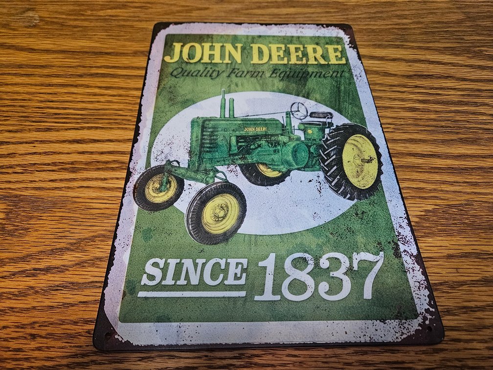 John Deere Metal Sign 8"×12" (New)