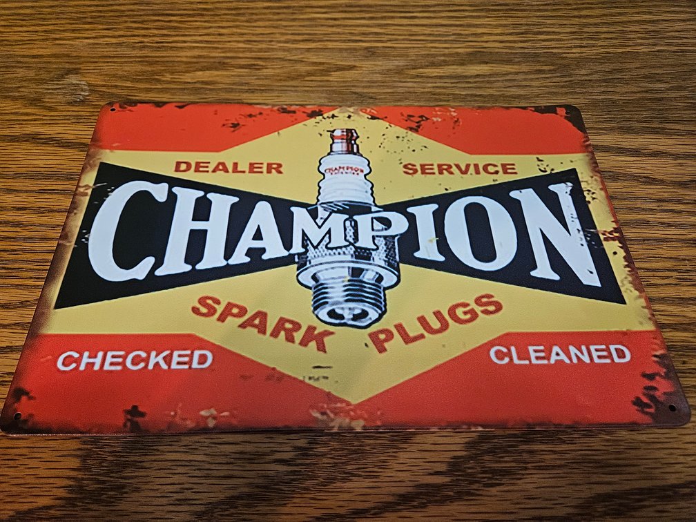 Champion Spark Plugs Metal Sign 8"×12" (New)